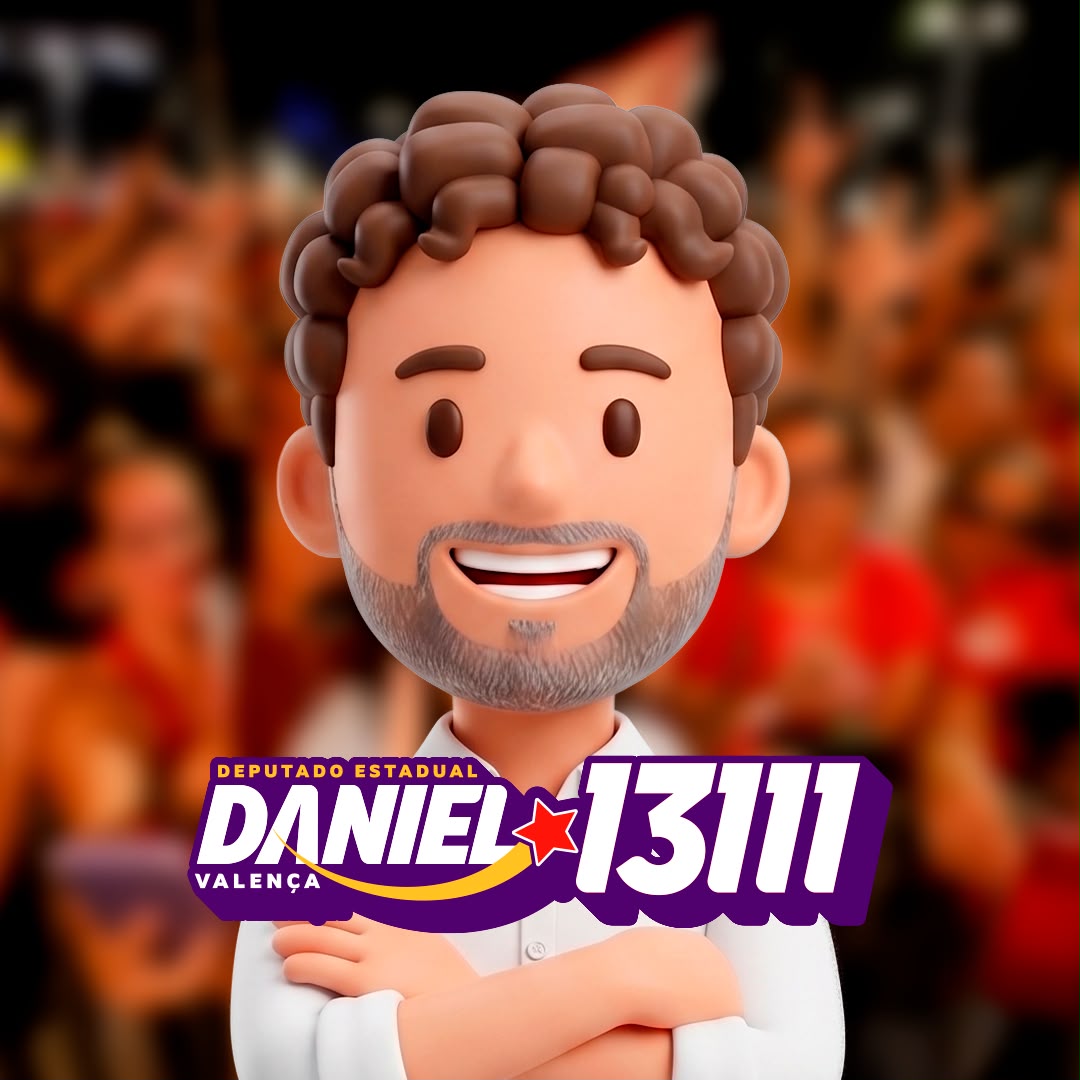 Ilustração 3D de Daniel Valença com a marca Deputado Estadual Daniel Valença 13111